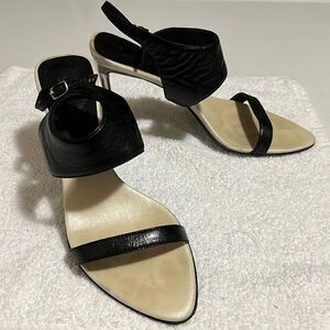 Cami International black sandal silver heels patent leather 7.5 M FIRM on PRICE